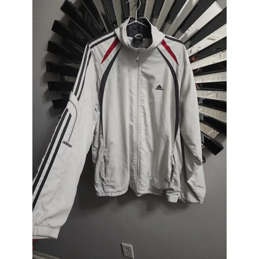 Vintage Adidas, white windbreaker, 3 stripes, jacket 1990